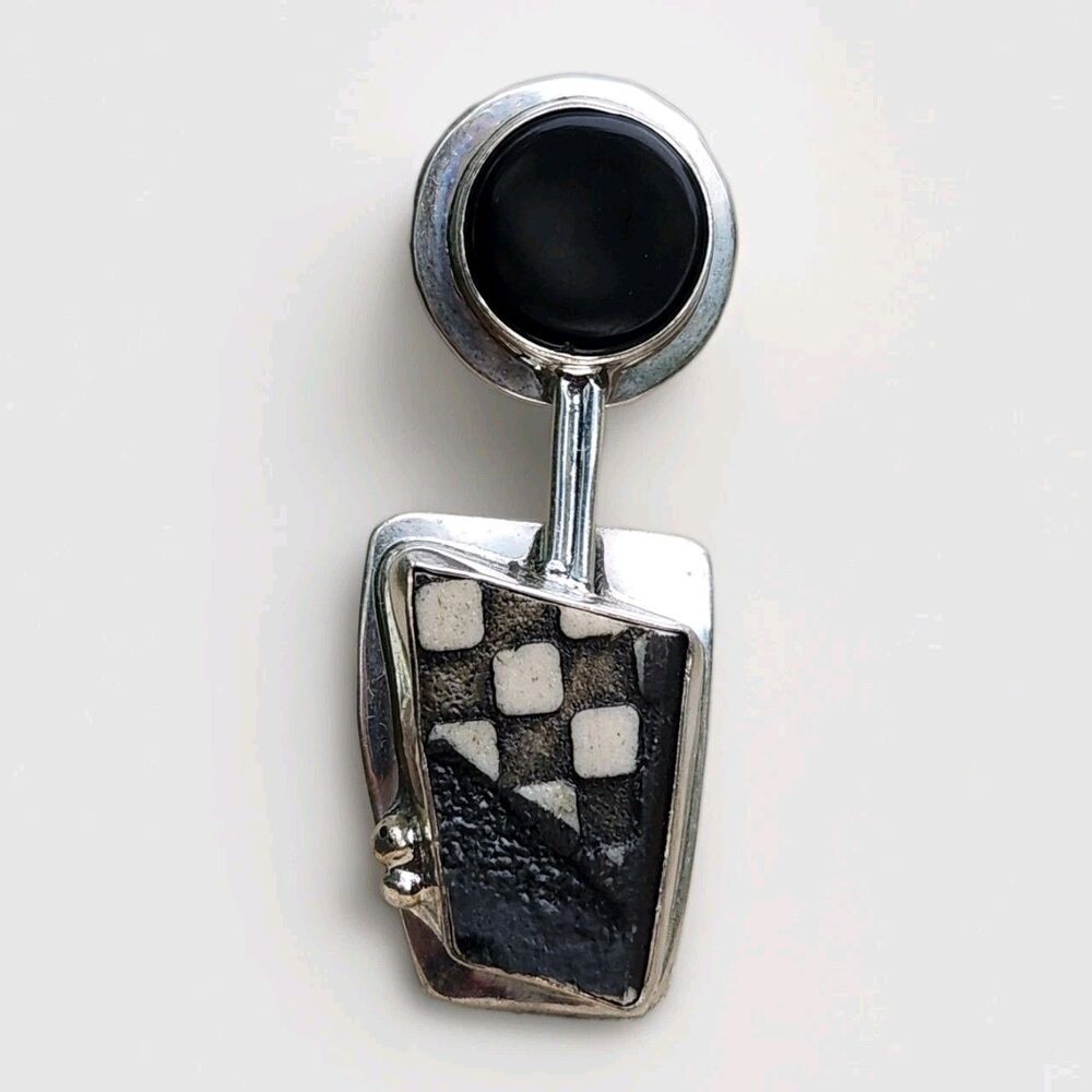 Vintage Charles Skiera Geometric Minimalist Pendant Modernist Sterling artisan
